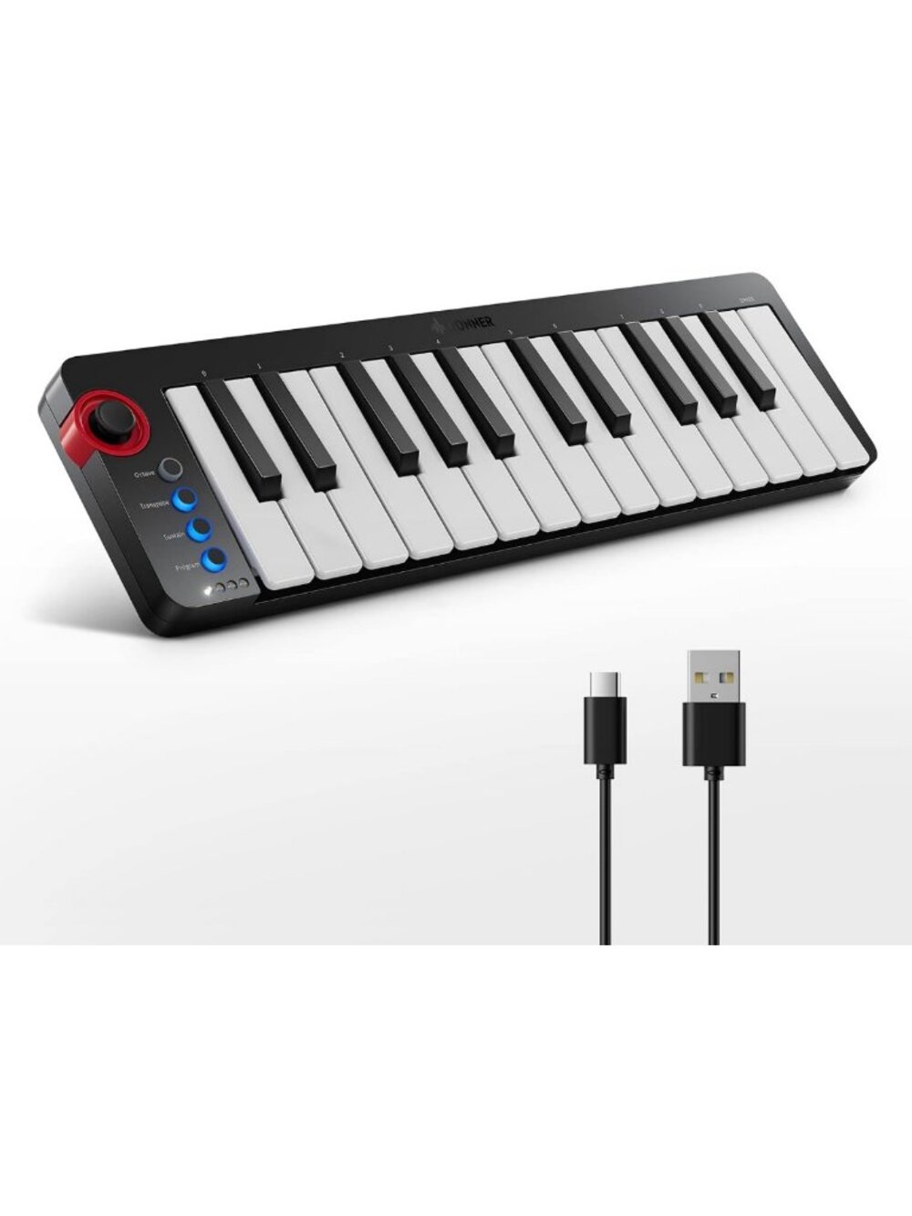 25-Key Mini MIDI Keyboard Controller for Beginners - Velocity-Sensitive, USB